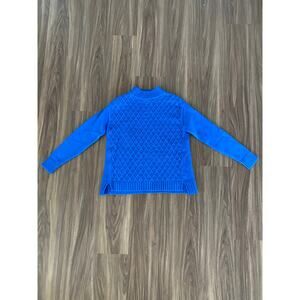 Talbots Blue Honeycomb Split Hem Mockneck Sweater (Size SP)